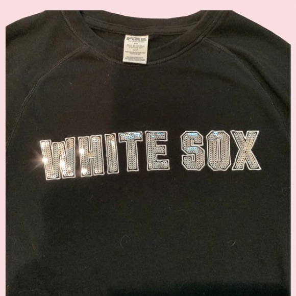 🚫SOLD🚫 VS PINK White Sox Bling Sweatshirt sz S - Picture 2 of 2